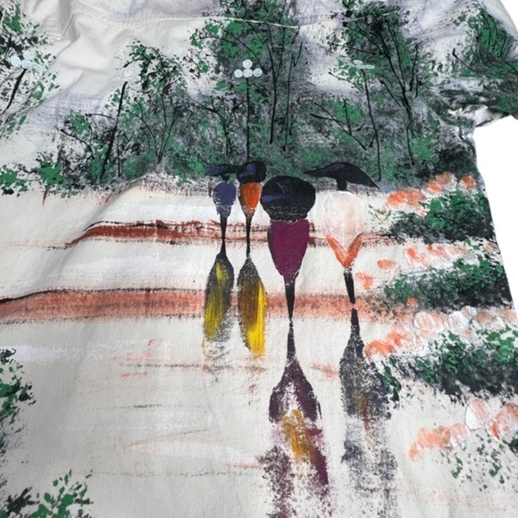 Marguerita Oversized Hand Painted Off White Denim Shacket Top Size M‎ - Picture 6 of 15